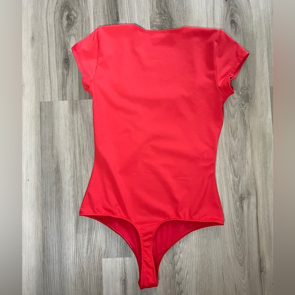 Free People Intimately Square Eyes Red Thong Bodysuit Size Small Square Neckline - Picture 5 of 7